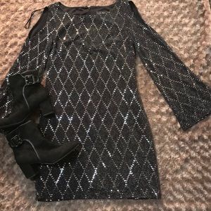 Black Shoulder cut out cocktail dress